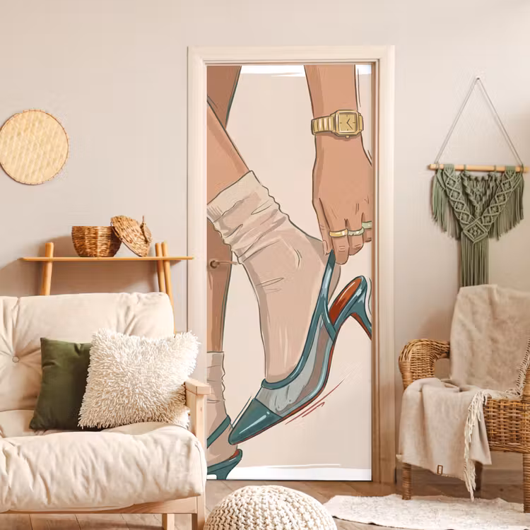 Vrouw - Schoen - Mode - Lifestyle - Groen deurposter klein -sfeer2