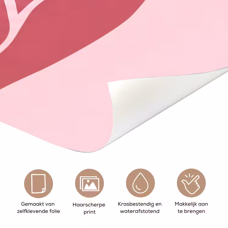 Vrouw - Silhouet - Abstract - Modern - Roze deurposter klein -closeup_NL