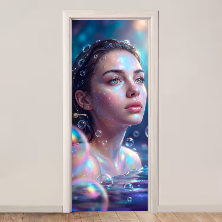 Vrouw - Water - Portret - Kleurrijk - Modern deurposter klein -3d_beige