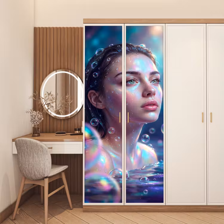 Vrouw - Water - Portret - Kleurrijk - Modern deurposter klein -sfeer3