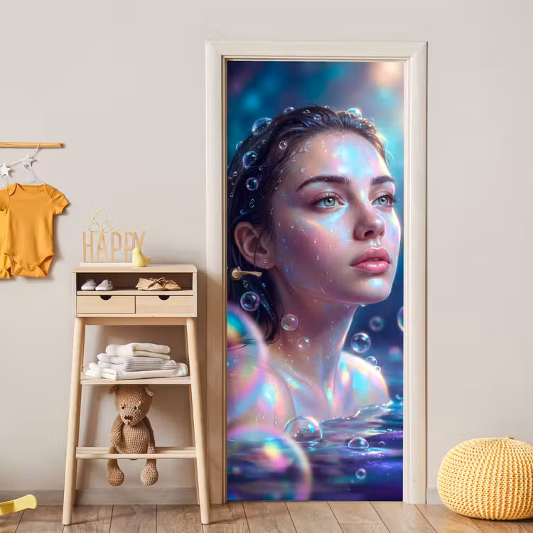 Vrouw - Water - Portret - Kleurrijk - Modern deurposter klein -sfeer4