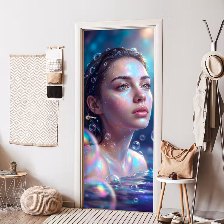 Vrouw - Water - Portret - Kleurrijk - Modern deurposter klein -sfeer6