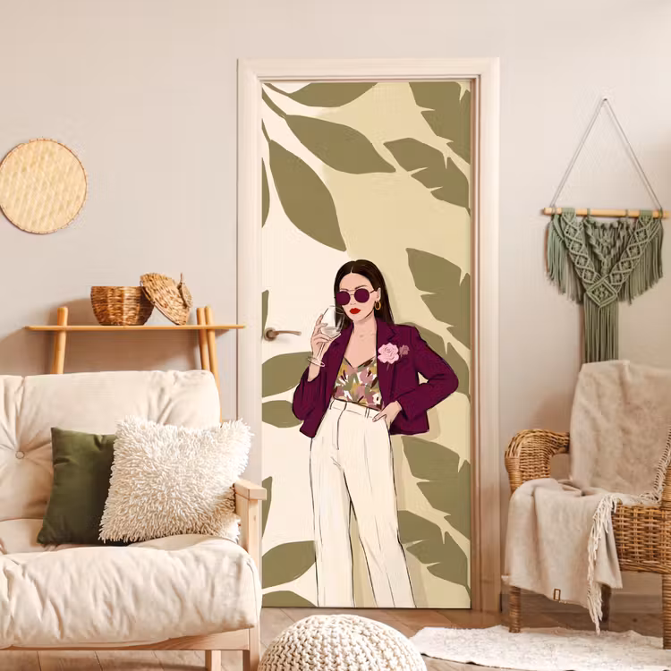 Vrouw - Wijn - Portret - Mode - Modern deurposter klein -sfeer2