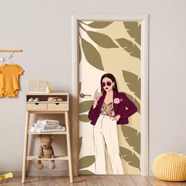 Vrouw - Wijn - Portret - Mode - Modern deurposter klein -sfeer4