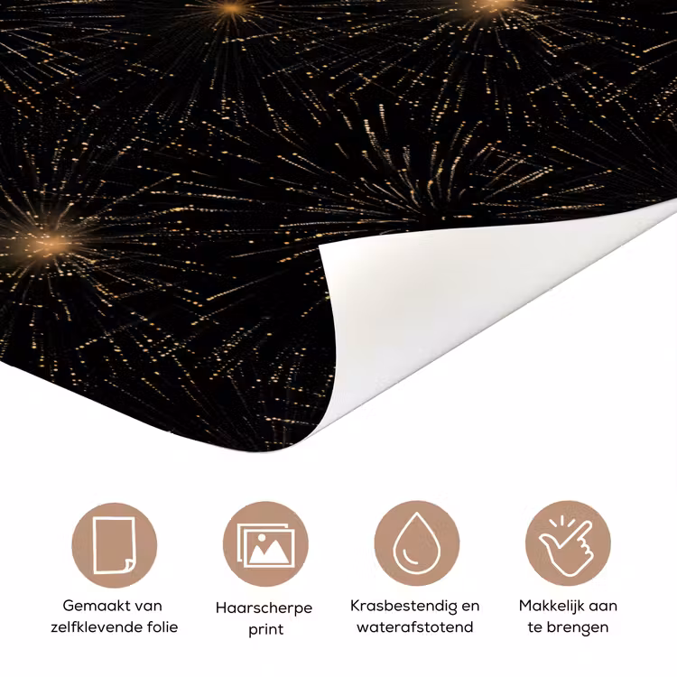 Vuurwerk - Patroon - Feestelijk - Goud - Zwart deurposter klein 289 -closeup_NL