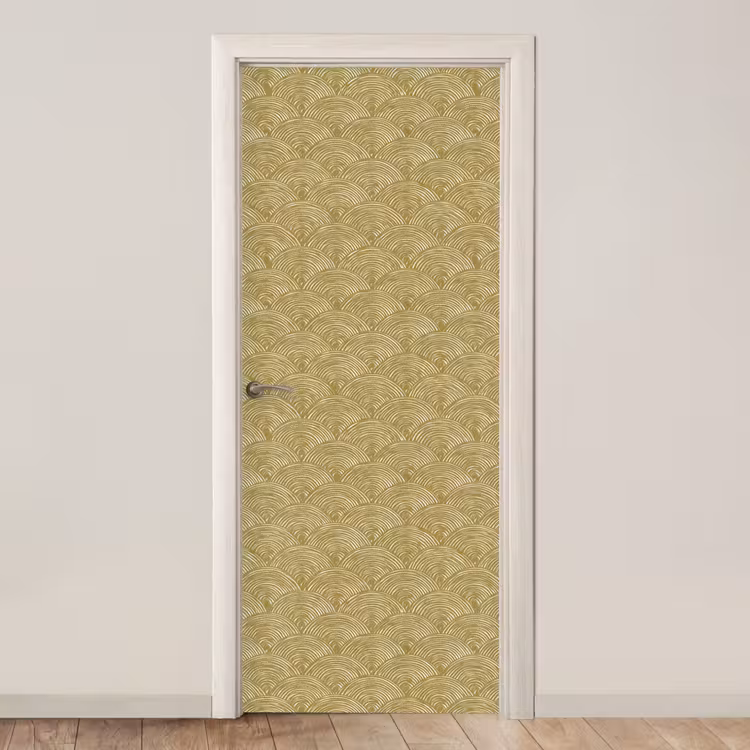 Waaier - Geometrisch - Groen deurposter klein 289 -3d_beige