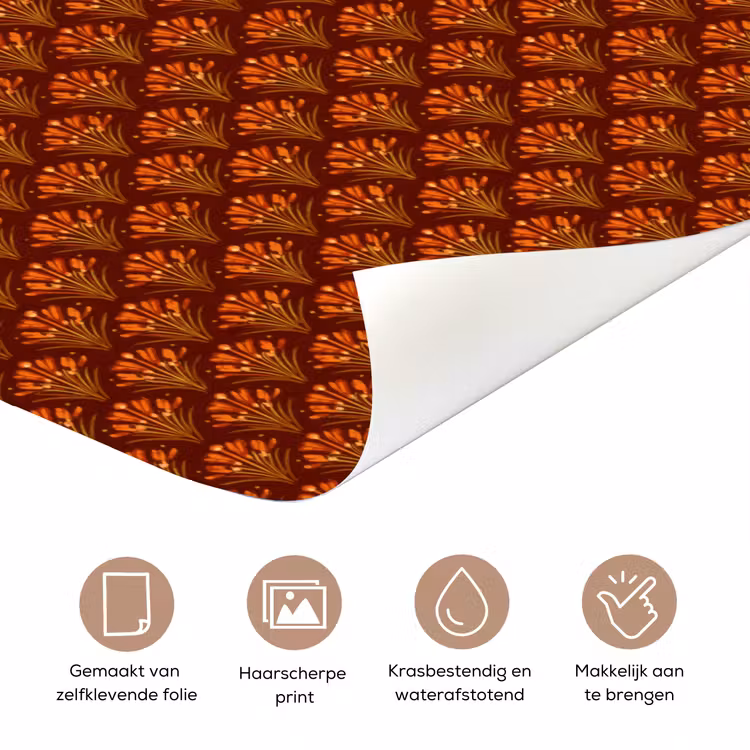 Waaiers - Art Deco - Botanisch - Roestbruin - Oranje deurposter klein 289 -closeup_NL