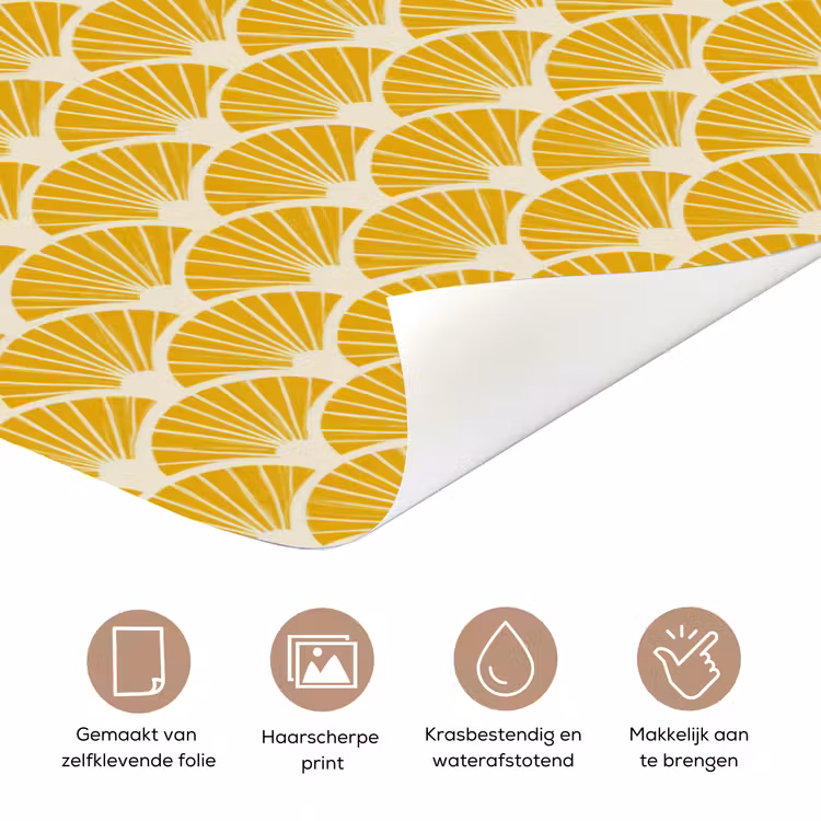 Waaiers - Art Deco - Retro - Okergeel deurposter klein 289 -closeup_NL