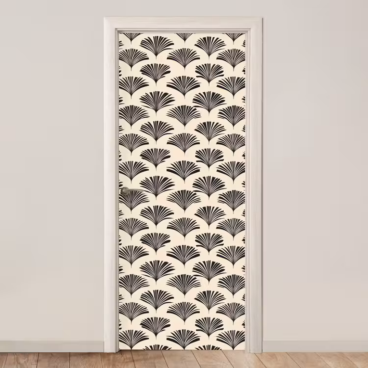 Waaiers - Botanisch - Zwart - Beige deurposter klein 289 -3d_beige