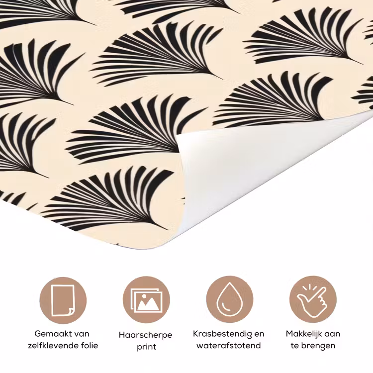 Waaiers - Botanisch - Zwart - Beige deurposter klein 289 -closeup_NL
