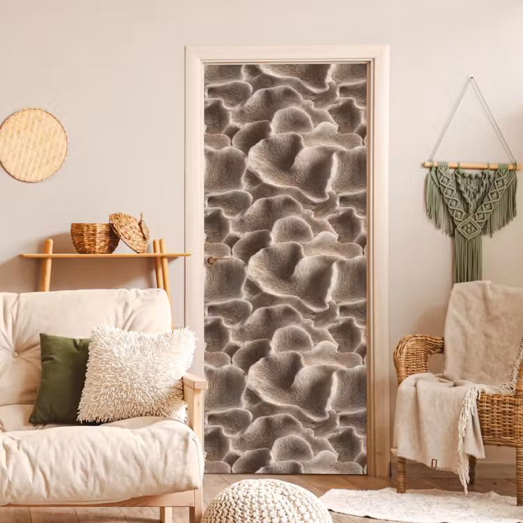 Waaiervorm - Beige - Vezel textuur deurposter klein 289 -sfeer2