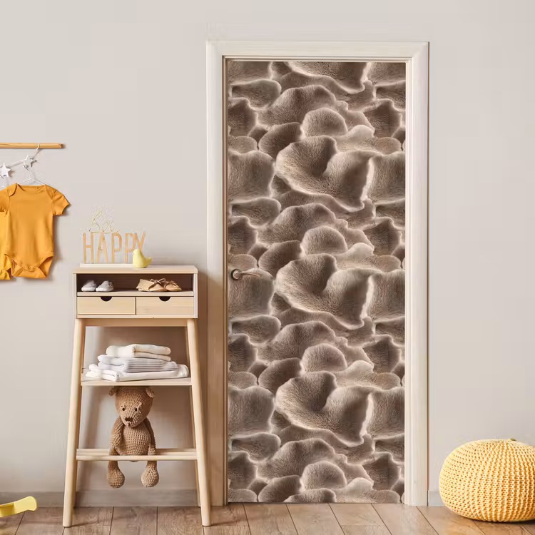 Waaiervorm - Beige - Vezel textuur deurposter klein 289 -sfeer4