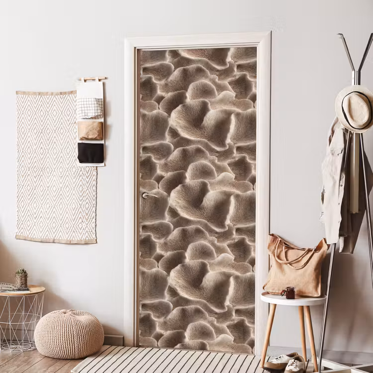 Waaiervorm - Beige - Vezel textuur deurposter klein 289 -sfeer6