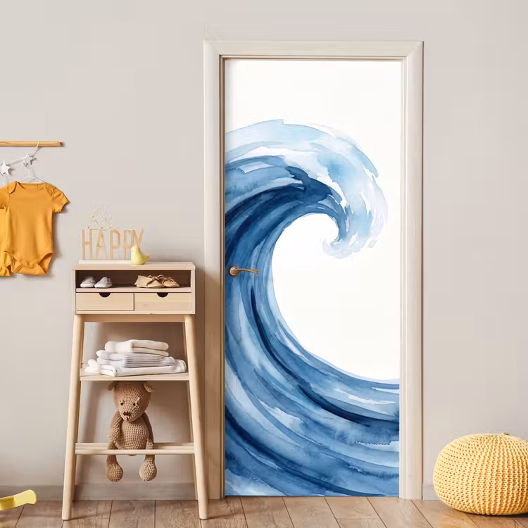 Water - Beweging - Natuur - Modern - Blauw deurposter klein -sfeer4