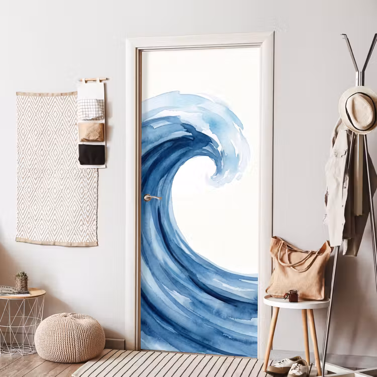 Water - Beweging - Natuur - Modern - Blauw deurposter klein -sfeer6