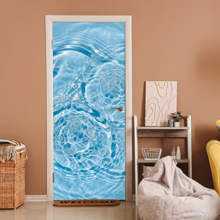 Water - Blauw - bubbels deurposter klein -sfeer1