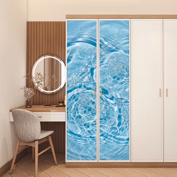 Water - Blauw - bubbels deurposter klein -sfeer3