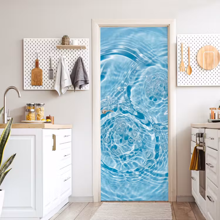 Water - Blauw - bubbels deurposter klein -sfeer5