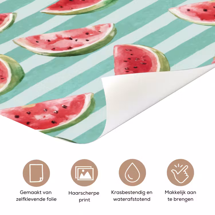 Watermeloen - Strepen - Groen deurposter klein 289 -closeup_NL