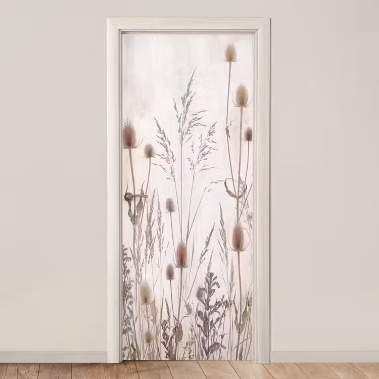 Weidebloemen - Design - Sepia deurposter klein -3d_beige