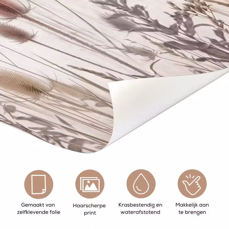 Weidebloemen - Design - Sepia deurposter klein -closeup_NL