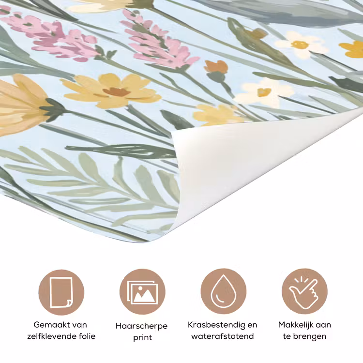Weidebloemen - Illustratie - Kleurrijk deurposter klein -closeup_NL