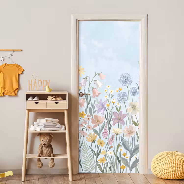 Weidebloemen - Illustratie - Kleurrijk deurposter klein -sfeer4