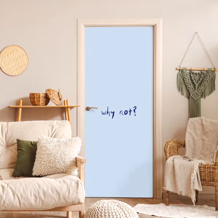 Why not - Blauw - Donker blauw - Quote deurposter klein -sfeer2