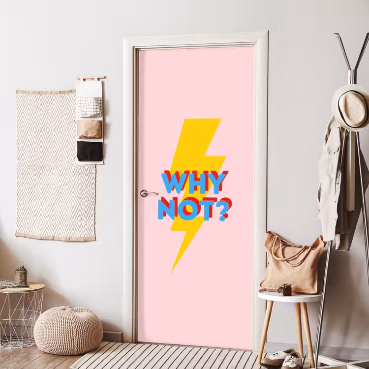 Why not - Bliksem - Roze deurposter klein -sfeer6