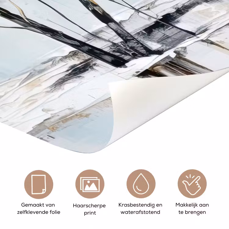 Winter - Bomen - Natuur - Acryl - Kunst deurposter klein -closeup_NL