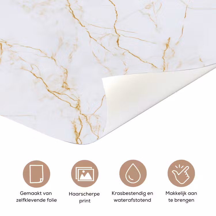 Wit - Marmer - Goud - Luxueus deurposter klein 289 -closeup_NL