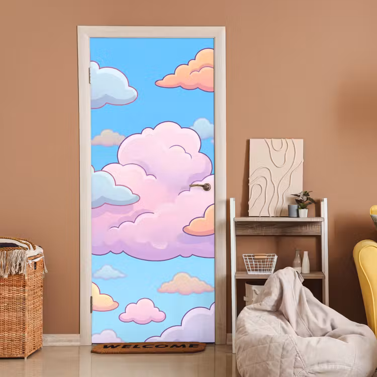 Wolk - Lucht - Natuur - Illustratie - Pastel deurposter klein -sfeer1