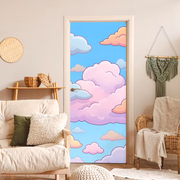 Wolk - Lucht - Natuur - Illustratie - Pastel deurposter klein -sfeer2