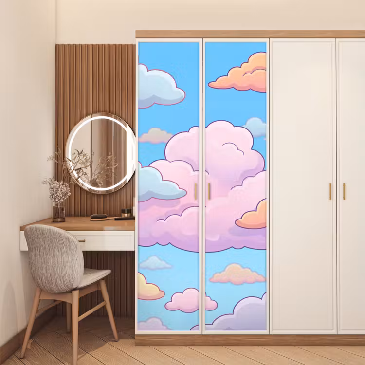 Wolk - Lucht - Natuur - Illustratie - Pastel deurposter klein -sfeer3