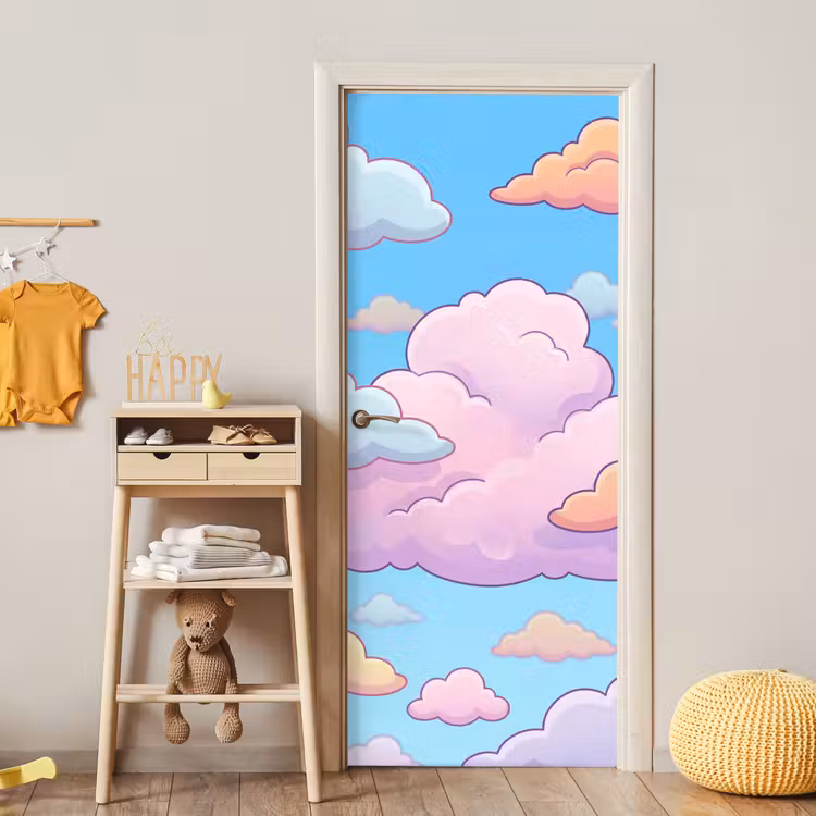 Wolk - Lucht - Natuur - Illustratie - Pastel deurposter klein -sfeer4