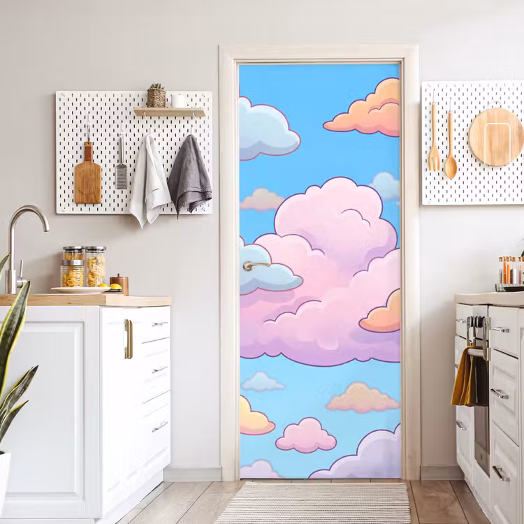 Wolk - Lucht - Natuur - Illustratie - Pastel deurposter klein -sfeer5