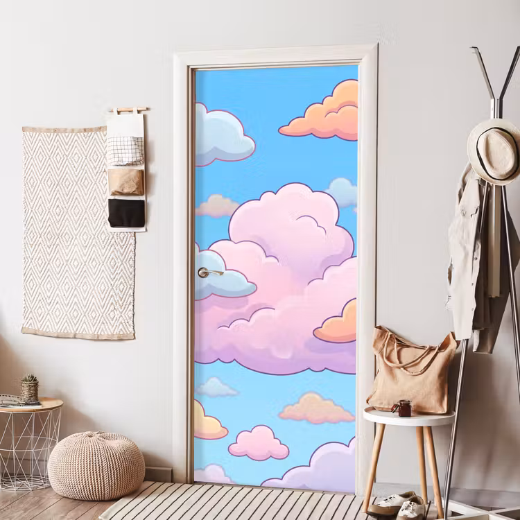 Wolk - Lucht - Natuur - Illustratie - Pastel deurposter klein -sfeer6