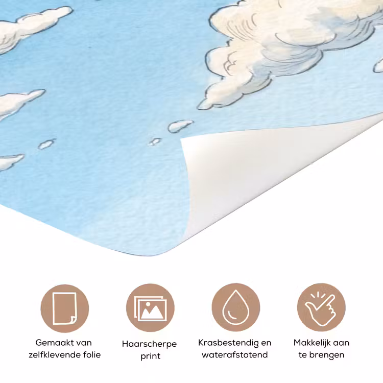 Wolken - Blauwe lucht - Natuur - Modern - Wit deurposter klein -closeup_NL