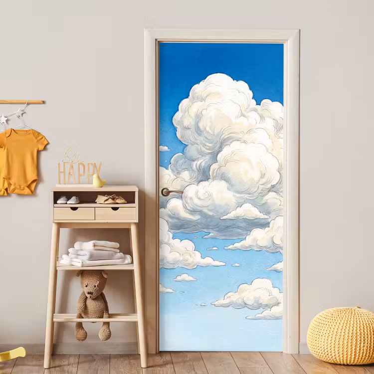 Wolken - Blauwe lucht - Natuur - Modern - Wit deurposter klein -sfeer4