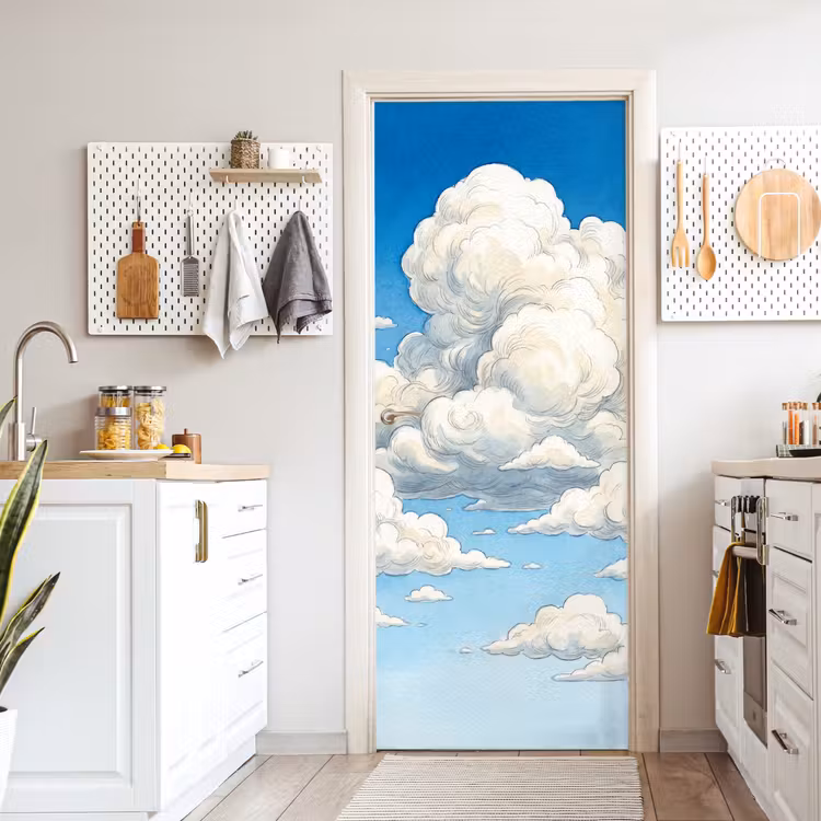 Wolken - Blauwe lucht - Natuur - Modern - Wit deurposter klein -sfeer5