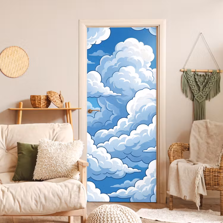 Wolken - Hemel - Abstract - Wit deurposter klein -sfeer2