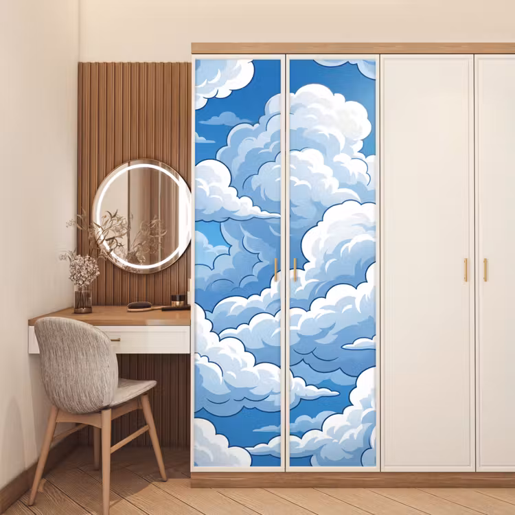 Wolken - Hemel - Abstract - Wit deurposter klein -sfeer3