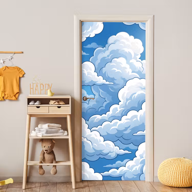 Wolken - Hemel - Abstract - Wit deurposter klein -sfeer4