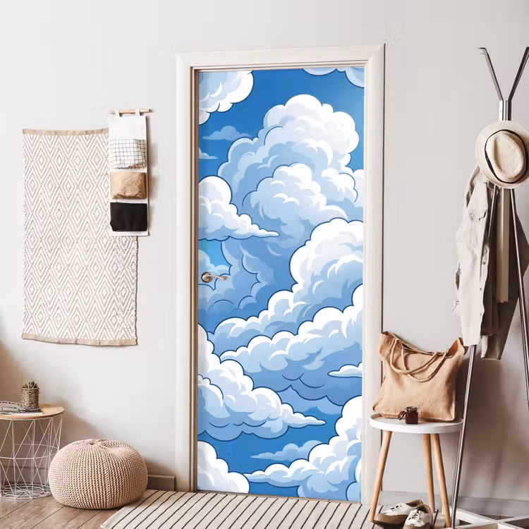 Wolken - Hemel - Abstract - Wit deurposter klein -sfeer6