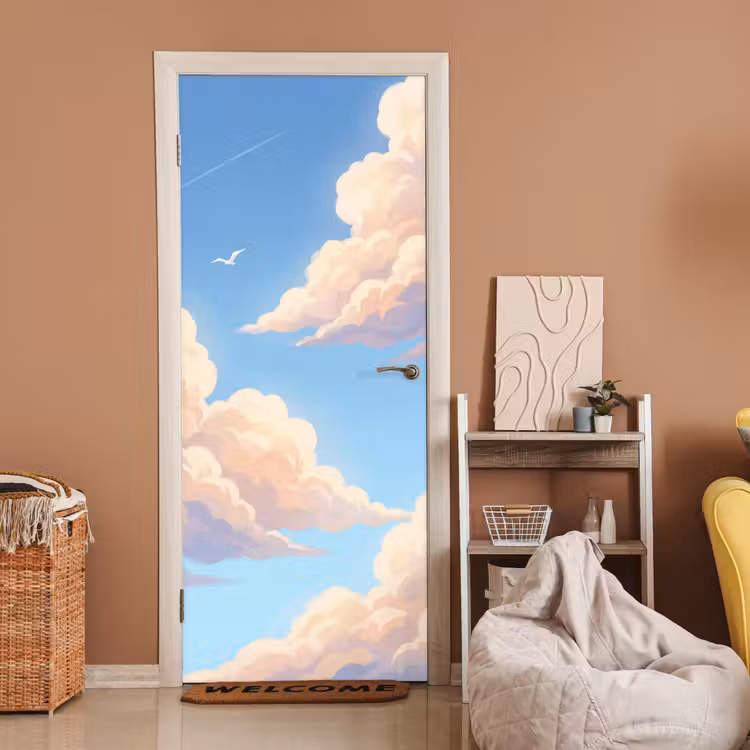 Wolken - Lucht - Natuur - Blauw deurposter klein -sfeer1