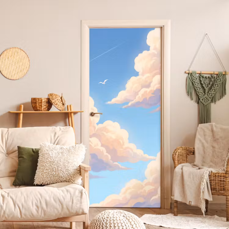 Wolken - Lucht - Natuur - Blauw deurposter klein -sfeer2