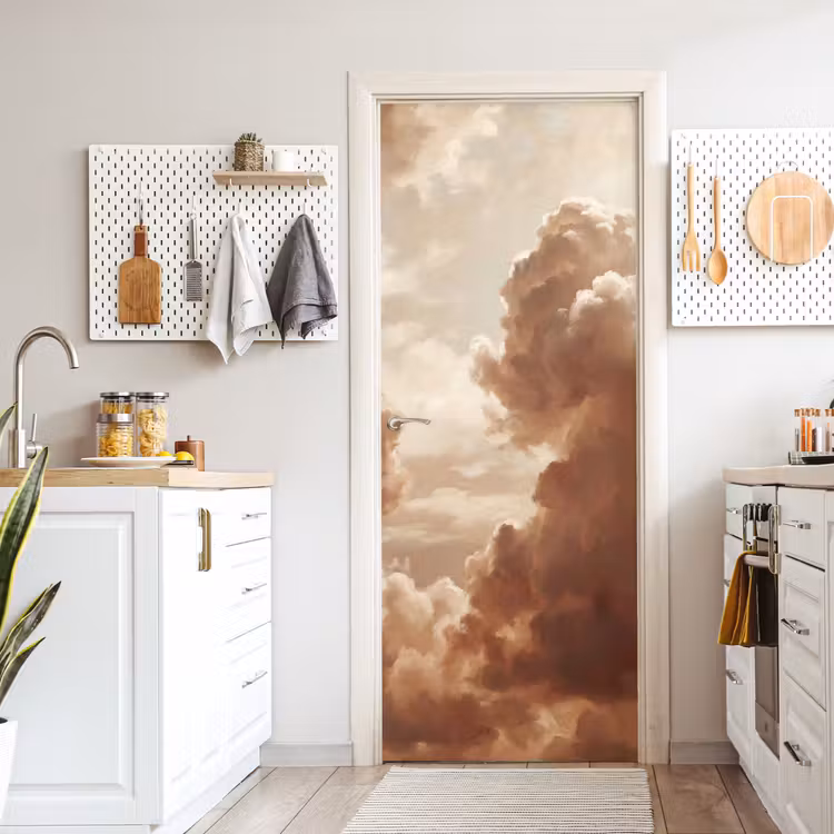 Wolken - Lucht - Natuur - Modern - Bruin deurposter klein -sfeer5