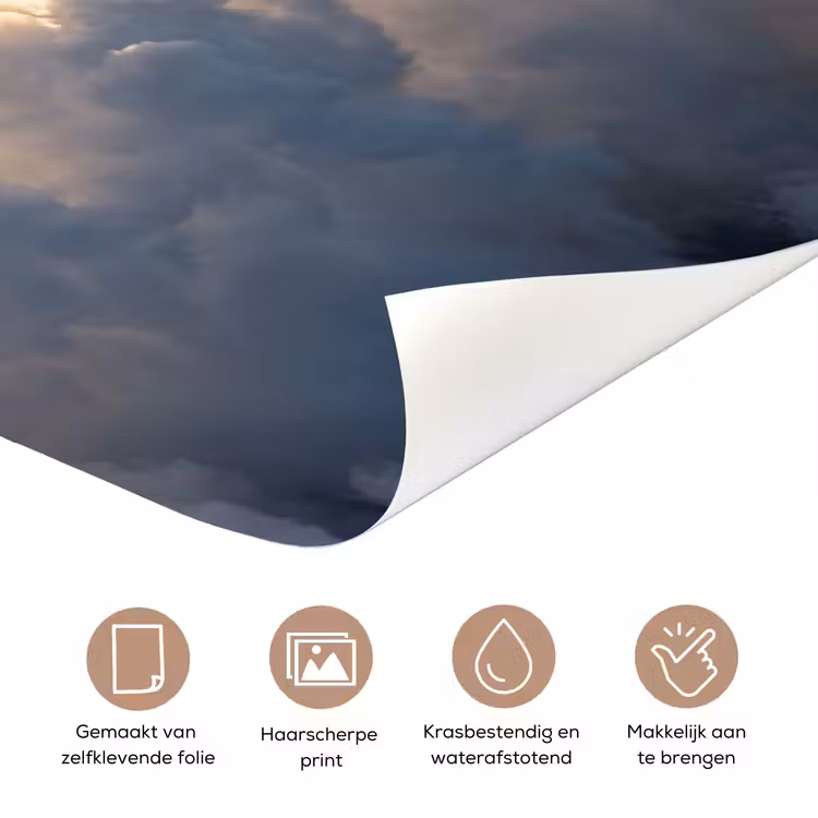 Wolken - Zonnestralen - Natuur - Wit deurposter klein -closeup_NL