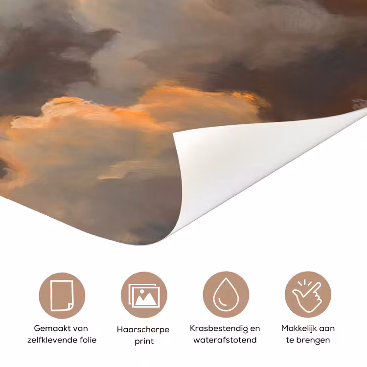 Wolken - Zonsondergang - Natuur - Abstract - Goud deurposter klein -closeup_NL