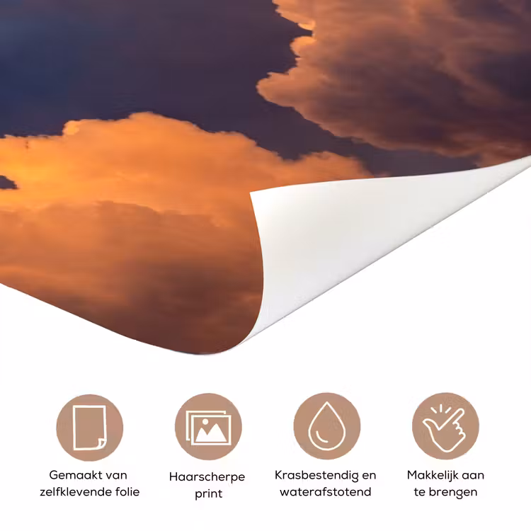 Wolken - Zonsondergang - Natuur - Oranje - Blauw deurposter klein -closeup_NL